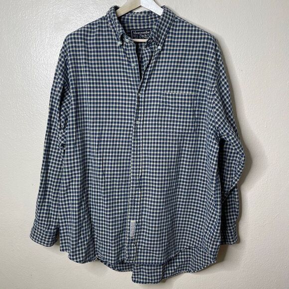 Abercrombie&Fitch Shirt Mens XL Button 
Down Pocket Long Sleeve Plaid Cotton - Picture 1 of 9